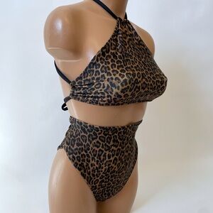 Leopard Print High-Waisted Bikini